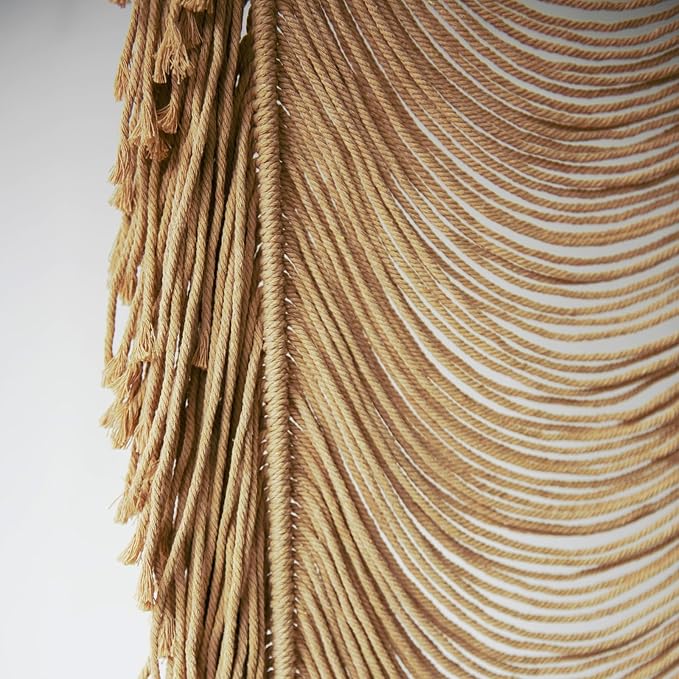 Macrame Curtain Boho Curtain Doorway Window Wall Decor Fiber Yarn Art Handwoven Wall Hanging Art Craftsmanship Home Door Bedroom Wedding Backdrop Arch,Closet Room Divider 59" W x 75" H (1 Panel,Khaki)