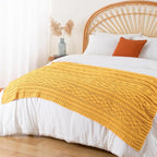Battilo Mustard Yellow Throw Blanket 51"x67" Chenille Knitted Throw Blanket for Couch, Gold Throw Blankets for Home Decor, Summer Fall Decor Blanket