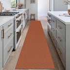 EARTHALL Woven Runner Rug 2x12 Ft Washable Runners for Hallways Extra Long Cotton Non Slip Rubber Backed Kitchen Runner Braided Indoor Floor Carpet for Entryway, Hall, Kitchen, Rustic Orange/Tan