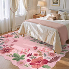 Lahome Floral Living Room Rugs, Pink Area Rugs 5x7 Rug for Bedroom Ultra-Thin Soft Rug, Non-Slip Washable Rugs Throw Boho Rug for ‎‎Nursery Playroom Classroom Flore (5x7ft, Pink)