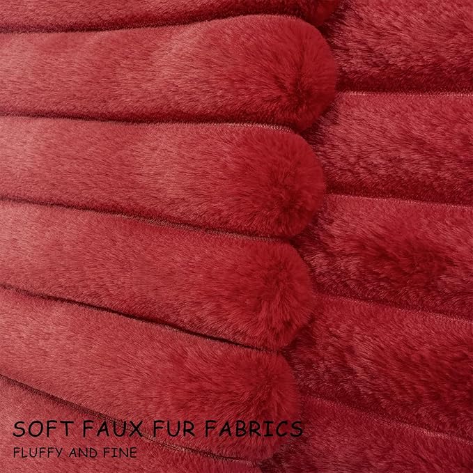2 Pack 22x22 Pillow Cover Velvet Pillow Covers, Faux Fur Square Throw Pillow Covers for Living Room Decorations Throw Pillow Case, Throw Pillow Cover Cushion Cover for Sofa Bedroom Car, Burgundy Red