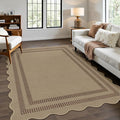 Modern Easy Jute 4x6 Outdoor Patio Rug, Washable Indoor Brown Kitchen Rugs Farmhouse Neutral Non Slip Area Rug for Living Room Backyard Bedroom