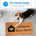 PLUS Haven Coconut Coir Home Entrance Door Mat – 17.5" x 30" | Kindness Lives Here Heavy-Duty Doormat for Indoor & Outdoor Use | Eco-Friendly & Durable