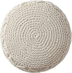 Ornavo Home Pouf Ottoman Foot Rest - 100% Cotton Pouffe - Hand Knitted Macrame Braid - Boho Round Stuffed Ottoman for Living Room, Bedroom - Natural
