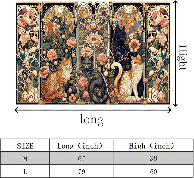 Apdidl Boho Floral Cute Wall Tapestry for Bedroom, Vintage Flower Cat Wall Hanging, Bohemian Style Orange and Black Cats Funny Tapestries, Animal Painting Art Poster for Girls Room Dorm Beach Decor (39" X 60")