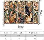 Apdidl Boho Floral Cute Wall Tapestry for Bedroom, Vintage Flower Cat Wall Hanging, Bohemian Style Orange and Black Cats Funny Tapestries, Animal Painting Art Poster for Girls Room Dorm Beach Decor (60" X 79")