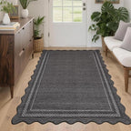 Garvee Scalloped Washable Area Rugs 4x6 Rug for Living Room Boho Non Slip Entry Rug Modern Soft Non Shedding Bedroom Rugs Low Pile Stain Resistant Carpet for Kitchen Office Classroom 4'x6' Dark Grey