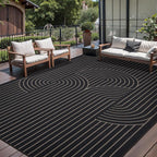 Tangsoo Modern Easy Jute Rug 6x9 Washable Area Rugs for Living Room,Black Non Slip Indoor Outdoor Carpet,Farmhouse Large Throw Mat for Office Bedroom Backyard Dining Room Backyard Office