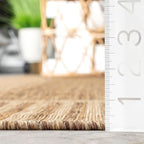 Nuloom Asha Light Brown/Ivory, 3'6" x 5', Casual, Striped Border, Soft and Cozy, High Traffic, Stain Resistant, Easy Clean, Durable Area Rug for Indoor/Outdoor Patio, Deck, Porch, Garden, Courtyard