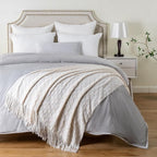 BATTILO HOME Ivory White Throw Blankets for Couch, Off White Lightweight Decorative Blankets and Throws, Boho Warm Knit Blanket for Men and Women, 50"x60"
