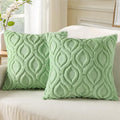 decorUhome Cozy Textured Throw Pillow Covers 18x18 Inch Set of 2, Soft Plush Faux Wool Light Sage Green Accent Couch Pillow Covers for Modern Farmhouse Sofa Bed Living Room