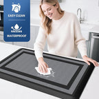 KitchenClouds [2 PCS] Kitchen Rugs Cushioned Anti-Fatigue Kitchen Mats for Floor Waterproof Kitchen Rug Set Non-Slip Comfort Standing Mat for Office, Sink, Laundry 20"×30"+20"×47",Black