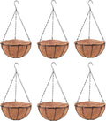LaLaGreen Hanging Baskets for Plants (6 Pack, 10 Inch) Hanging Planter Outdoor with Coco Liner, Metal Wire Flower Basket Pots Holder Hanger Hook Deck Patio Porch Garden Balcony Outside Decoration