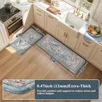Collive Boho Kitchen Rugs and Mats 2PCS Cushioned Anti-Fatigue Floor Mat, Waterproof Kitchen Rug Set of 2 Non-Skid Comfort Standing Mat for Kitchen,Home,Office,Sink,Laundry,17.3"x29"+17.3"x47"
