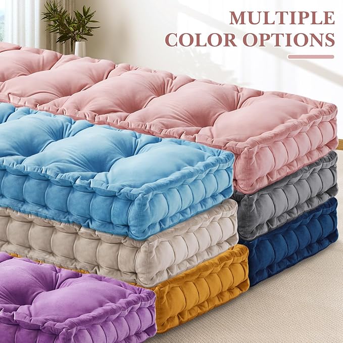 Bench Cushions for Indoor Furniture 40x20 in Velvet Kitchen Dining Piano Window Seat Cushion, Tufted Patio Porch Swing Thicken Bench Pad Memory Foam(Pink)