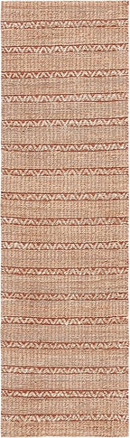 SAFAVIEH Natural Fiber Collection Runner Rug - 2'3" x 8', Rust & Natural, Handmade Flat Weave Stripe Jute & Cotton Jute, Ideal for High Traffic Areas in Living Room, Bedroom (NFB655P)