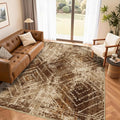 Area Rug 4x6 Rug Machine Washable Non-Slip Low Pile Print Pattern Western Rug for Living Room Bedroom Entryway Tribal Series-Abstract/Cowhide