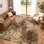 Area Rug 4x6 Rug Machine Washable Non-Slip Low Pile Print Pattern Western Rug for Living Room Bedroom Entryway Tribal Series-Abstract/Cowhide