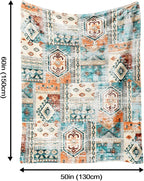 Aipon Boho Aztec Throw Blanket 50"x 60", Western Indian Native American Blanket Southwestern Decor, Orange Teal Soft Cozy Lightweight Throws Blankets Gifts for Women Men Couch Bed Sofa Chair