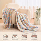 L'AGRATY Chunky Knit Blanket Throw: 50''x60'' Chenille Chunky Knitted Throw Blankets for Bed Couch - Handmade Thick Cable Knit Blanket - Large Crochet Rope Blankets for Home Decor