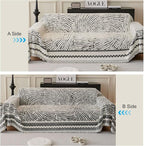 ROOMLIFE Thicked Striped Couch Cover with Tassel Black Chenille Sofa Cover Blanket for Sectional Sofa, Soft Sofa Slipcovers for L Shaped Love Seat 2-3 Cushion Couch Anti Slip Sofa Protector, 71"x134"