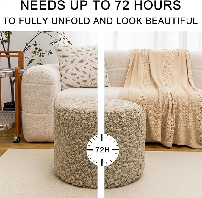 Ottoman Foot Rest Stuffed Round Boho Floor Poof Seating Armchair Ottoman Foot Stool Floor Cushion Bean Bag Pouf 18x18x14 Inch Hazel