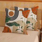 Boho Orange Pillow Covers 18x18 Set of 2 Green Gold Leaf Tropical Mid Century Throw Pillows Outdoor Bohemian Modern Decorative Pillowcase Farmhouse Linen Cushion Case for Couch Sofa Decor