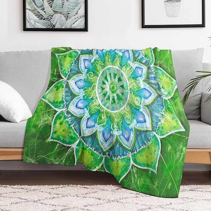 Abstract Mandala Throw Blanket Indian Hippie Bohemian Art Floral Texture Pattern Blanket for Sofa Bed Couch Chair Or Dorm 40"x50"