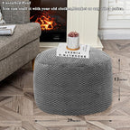 Unstuffed Pouf Ottoman Cover Handmade Footstool Ottoman Storage Solution Floor Pouf Footrest Cushion 20Diameterx12Height Inches for Living Room Wedding Dark Gray