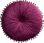 Round Throw Pillow Thickened Seat Cushion Sofa Cushion Meditation Pillow Living Room Window Balcony Decoration Pillow (15.7in, Purplish red)