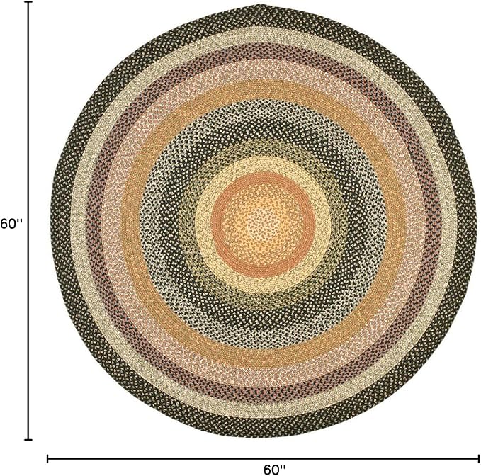 SAFAVIEH Washable Rug Outdoor Braided Collection - 5' Round, Multi, Handmade & Reversible, Non-Shedding & Easy to Clean, Ideal for Patio, Backyard, Mudroom (BRD308A)