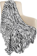 MACEVIA Flannel Fleece Throw Blanket for Couch, Zebra Blanket Black and White for Adult, Lightweight Warm Cozy Soft Blanket for Bed Sofa 260GSM, Suitable for All Seasons (Black Zebra,50x60inches)
