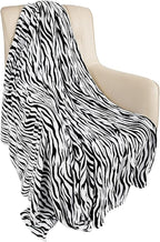MACEVIA Flannel Fleece Twin Blanket for Couch, Zebra Blanket Black and White for Adult, Lightweight Warm Cozy Soft for Bed Sofa 260GSM, Suitable for All Seasons (Black Zebra,60x80inches)