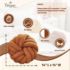 Uvvyui Knot Pillows, 14 Inch Decorative Throw Pillows Round Pillows Cushion, Soft Handmade Knotted Ball Pillow Plush Cushion Home Decor for Bed Couch Living Room (Caramel, 14 Inch)