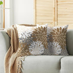Brown White Grey Gray Pillow Covers 22X22 Inch Set of 2, Modern Dahlia Floral Print Decorative Throw Pillow Covers Outdoor Farmhouse Cushion Case for Home Couch Sofa Bed Decoration