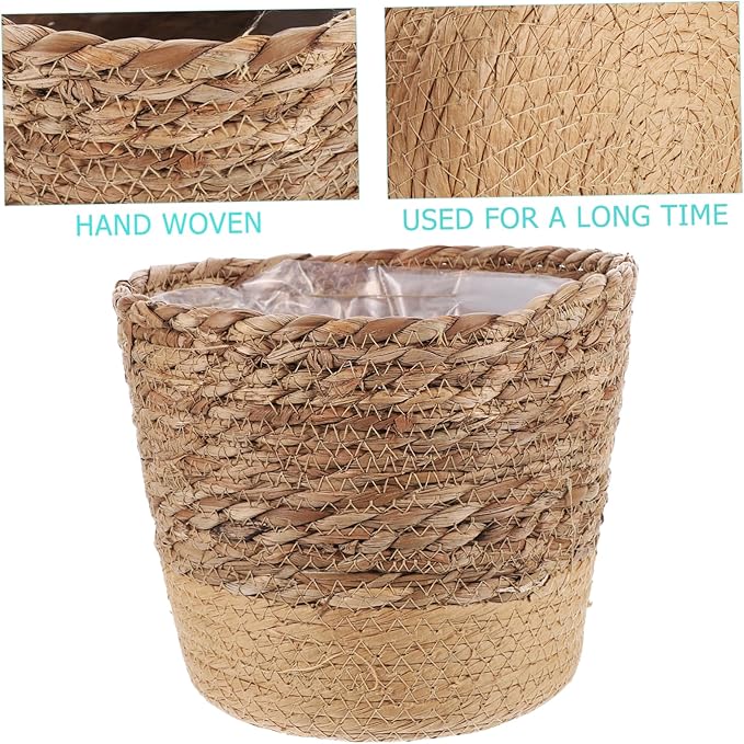 Mipcase Versatile Woven Storage Basket Plant Basket Seagrass Planter Boho Decor