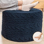 Boucle Pouf Ottoman and Foot Rest 20 x 20 x 14 Inches Floor Pouf Boho Foot Stool Home Decor for Couch Sofa Bean Bag Chairs Navy Blue