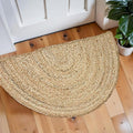 Chardin home Hand Woven Natural Jute Braided Rug -24x36 Inch Half Round | Vintage Boho Reversible Doormat for Entryway, Front Door | Farmhouse Natural Fiber Rugs for Bedroom, Kitchen, Living Room