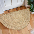 Chardin home Hand Woven Natural Jute Braided Rug -24x36 Inch Half Round | Vintage Boho Reversible Doormat for Entryway, Front Door | Farmhouse Natural Fiber Rugs for Bedroom, Kitchen, Living Room