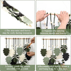KHOYIME Macrame Wall Hanging Boho Home Decor, Bohemian Leaves Woven Yarn Tapestry Chic Aesthetic Wall Art Modern Handmade Leaf Hanging Decoration for Bedroom Living Room Nursery Office 15.7''W x 20''L