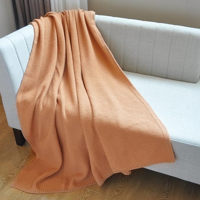 Throw Blanket for Couch,Soft Cozy Cable Knit Throw for Bed Sofa Chair Living Room,Lightweight Warm Maximalist Decor Christmas Blanket,55"x60",Tan