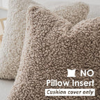 Foindtower 2 Pieces 20x20 Inch Khaki, Faux Fur Throw Pillow Cover Accent Sherpa Pillow Fuzzy Soft Pillowcases Sheepskin Decorative Fleece Cushion Case for Bed Couch Living Room