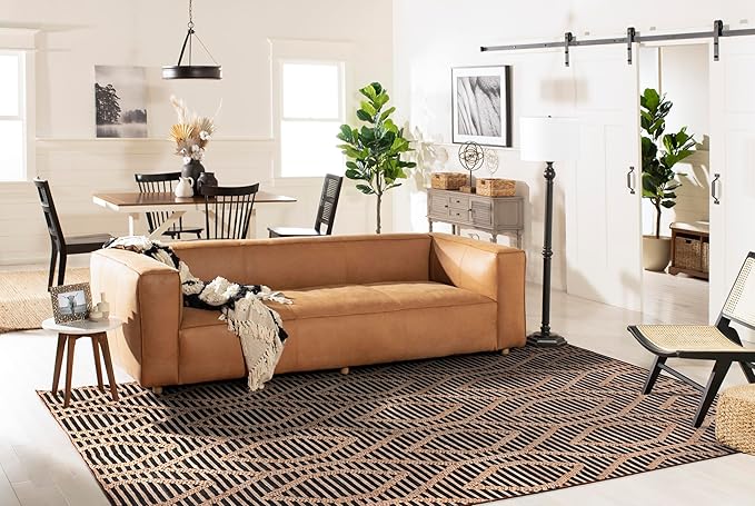 SAFAVIEH Area Rug 6x8 - Natural Fiber Collection - Black & Natural, Flat Weave Jute, Ideal for Living Room, Bedroom, Dining Space (NF378Z)