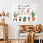 XLDLIOO Mental Heath Wall Tapestry, Inspirational Wall Tapestry Hanging for Classroom, Let's Grow Bloom and Root for Each Other Tapestries Decor Art for Therapy Counselor Office 40x30in