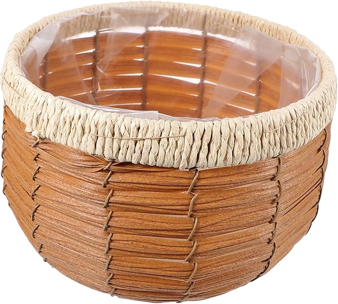 VICASKY Hand Woven Rattan Plant Pot Decorative Flower Basket for Use for Succulents Cacti and Flowers with Craftsmanship