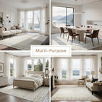Washable Rugs 8x10 Area Rugs for Living Room,Rugs for Bedroom,Large Carpets,Ultra Soft Faux Wool Retro Dining Room Rug,Non Slip&Non-Shedding Low Pile Vintage Print Rug for Home Office-Beige