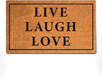 PLUS Haven Coconut Coir Home Entrance Door Mat – 17.5" x 30" | Live Laugh Love Heavy-Duty Doormat for Indoor & Outdoor Use | Durable & Eco-Friendly