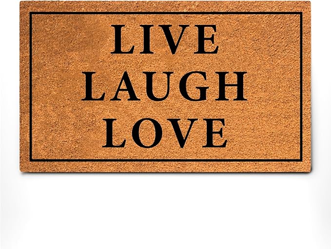 PLUS Haven Coconut Coir Home Entrance Door Mat – 17.5" x 30" | Live Laugh Love Heavy-Duty Doormat for Indoor & Outdoor Use | Durable & Eco-Friendly