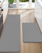 Color&Geometry Anti Fatigue Cushion Padded Kitchen Mat for Floor - 17x29+17x59,Easy Clean, Waterproof & Oil Proof, Anti Slip, Foam Rubber Runner Rug for Front Sink Comfort Standing, Grey Set of 2