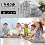 Jerify Floor Pillow Cushions Large Round Square Large Meditation Floor Pillow for Classroom Adult Meditation Picnic Party Seating Learning Daycare School(Round,Light Gray,6 Pcs)